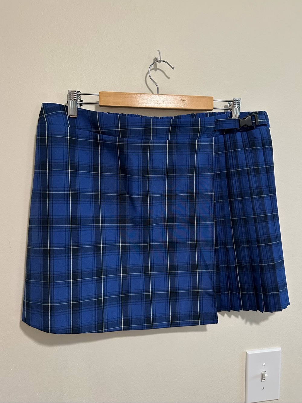 Plaid Pleated Miniskirt in Blue by wild fable - plus size XXL